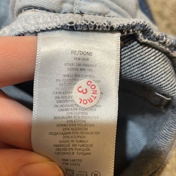 RE/DONE High Rise 70s Stove Pipe Button Fly Raw Hem Denim Jeans Size 26 - Picture 4 of 16